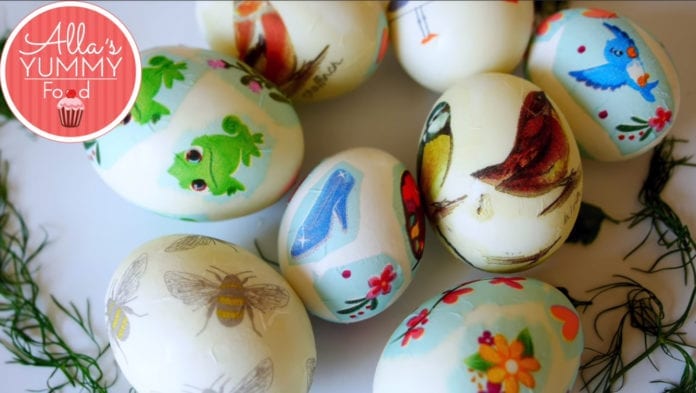 How to decorate eggs with a tissue