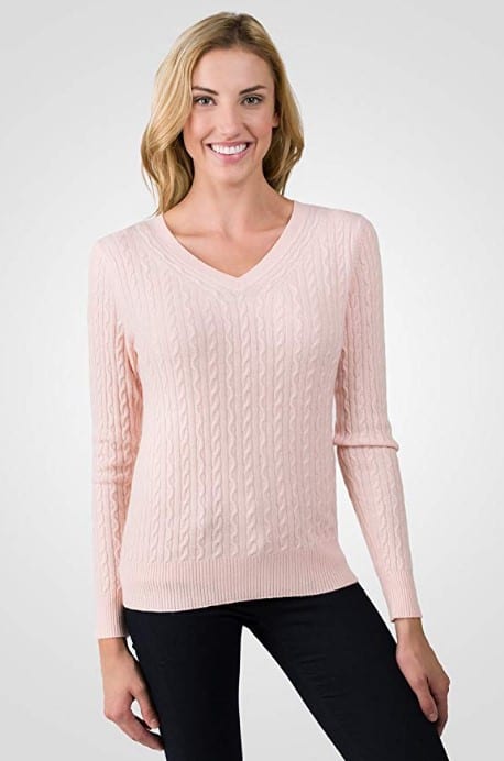 JENNIE LIU Women's 100% Cashmere Long Sleeve Pullover