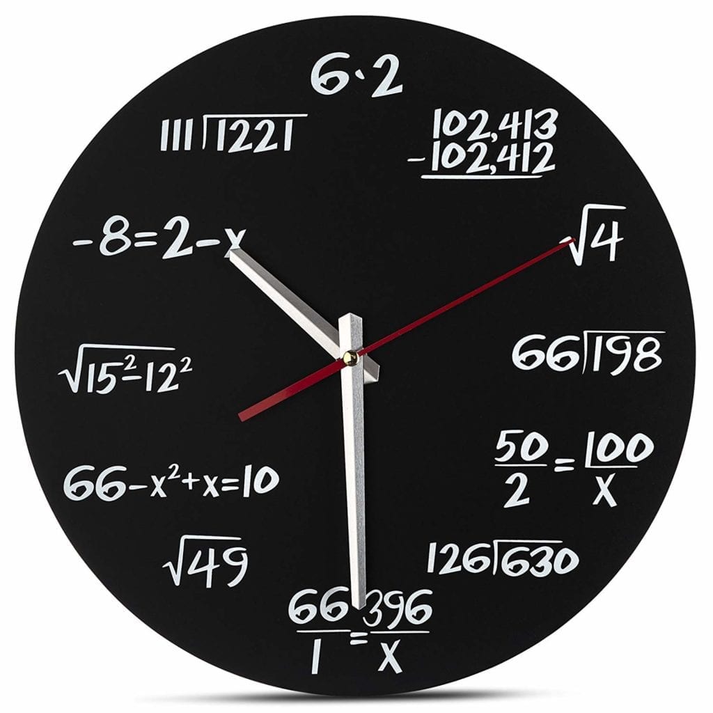 Math Wall Clock Each Hour Marked By a Simple Math Equation