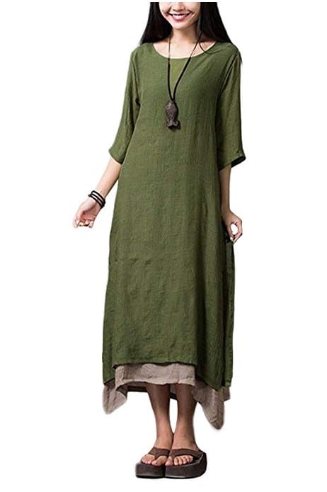 Women Casual Maxi Dress Vintage Taiwan Style