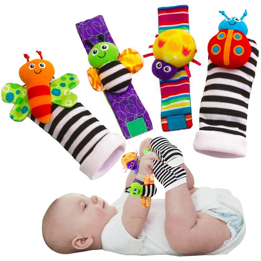 Cute Animal Soft Baby Socks Toys Wrist Rattles