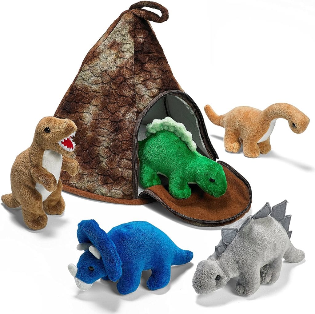 Volcano House with 5 Plush Dinosaurs Great for Kids