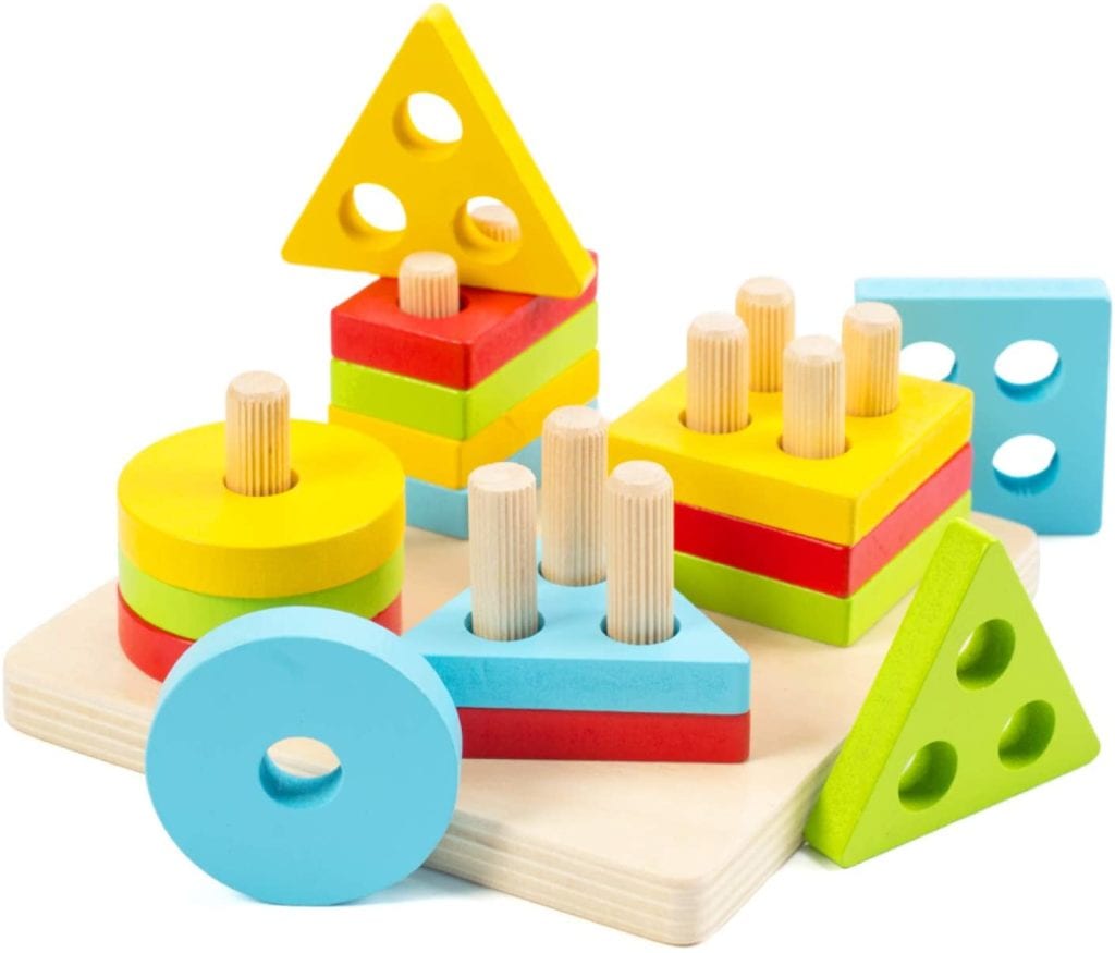 WOOD CITY Wooden Sorting & Stacking Toys for Toddlers